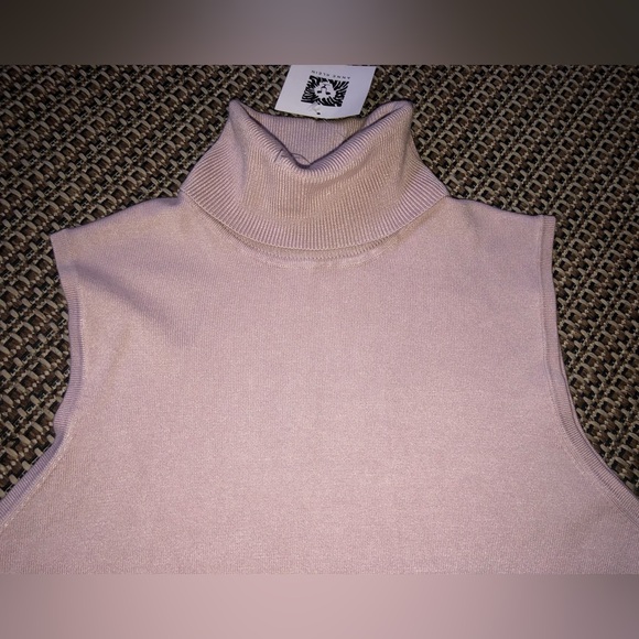 💗NEW! Anne Klein Blush Pink/Mauve Sleeveless Turtleneck Sweater - Picture 2 of 9